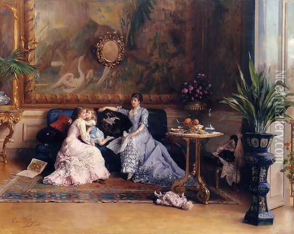 The Afternoon Visit Oil Painting - Gustave Leonhard de Jonghe