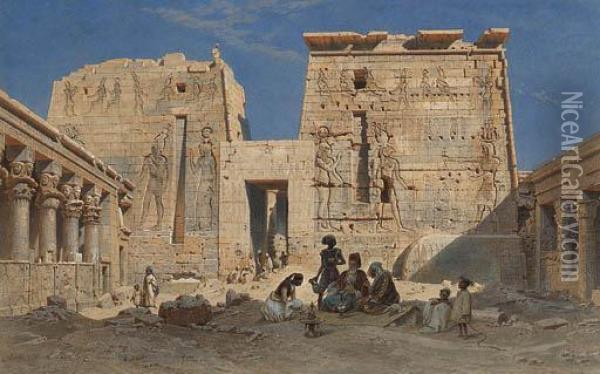 The Inner Propylaeum, Philae Oil Painting - Carl Friedrich H. Werner