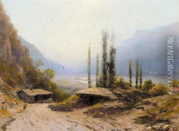 Caucasian Landscape Oil Painting - Lev Felixovich Lagorio