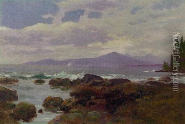 English Bay, Vancouver, Low Tide Oil Painting - Frederic Marlett Bell-Smith