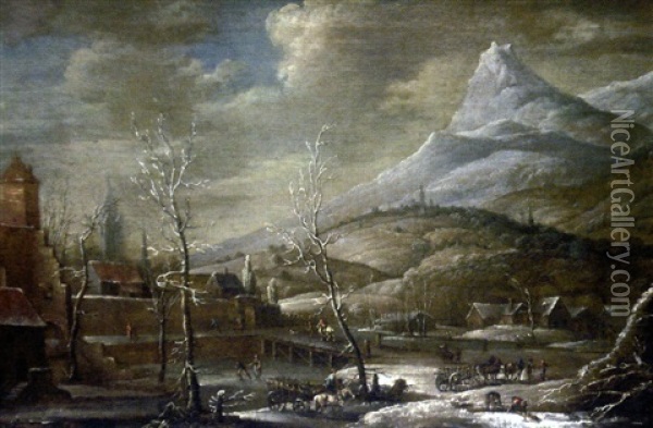 Paysage De Neige Avec Cavalier Oil Painting - Marco Ricci