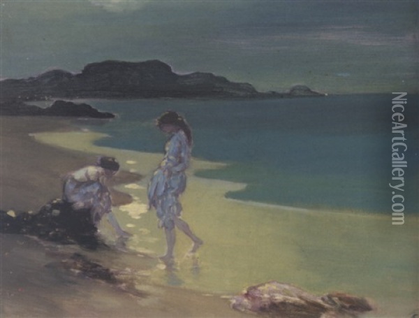 Moonlit Sea Oil Painting - George Russell