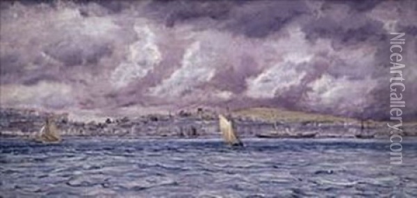 Off Falmouth Oil Painting - John Brett