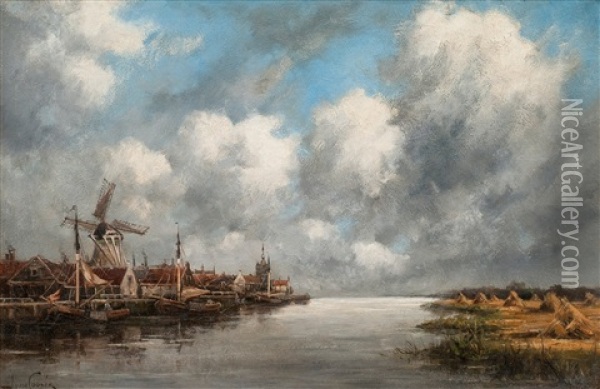 Harbour View Oil Painting - Hermanus Koekkoek the Younger