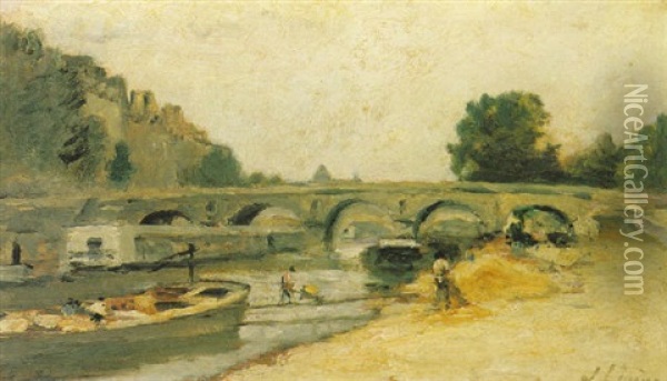 La Seine Au Pont Royal Oil Painting - Stanislas Lepine