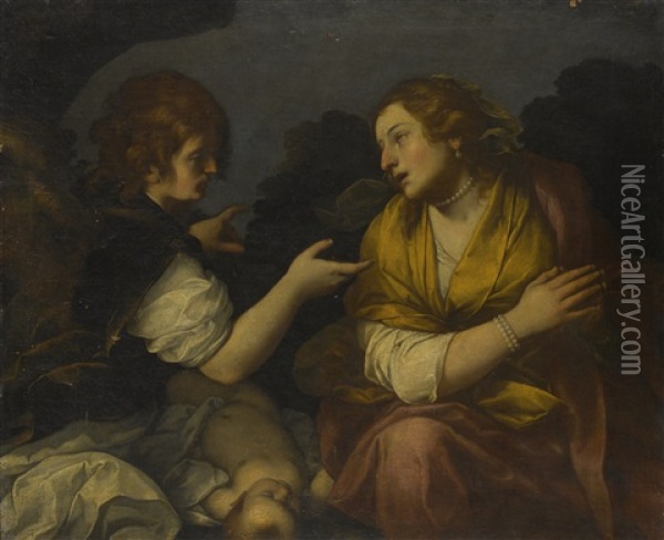 The Angel Appearing To Hagar And Ishmael Oil Painting - Carlo Ceresa