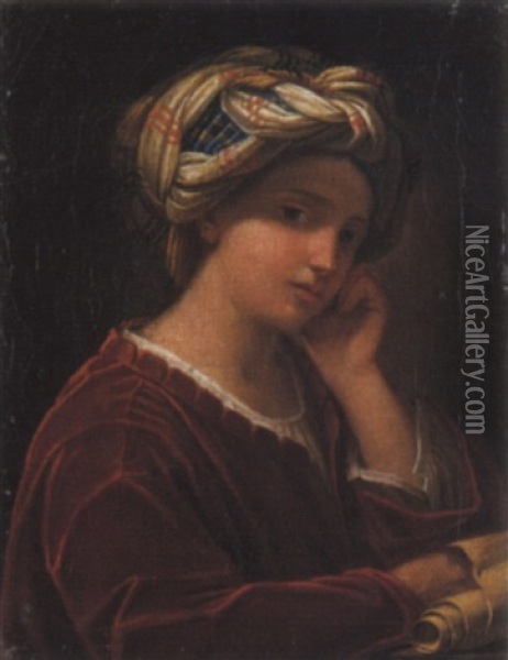Sibilla Oil Painting - Giovanni Francesco Romanelli