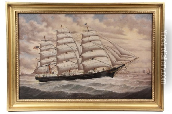 Portrait Of The Sailing Ship Iroquois Oil Painting - Percy A. Sanborn