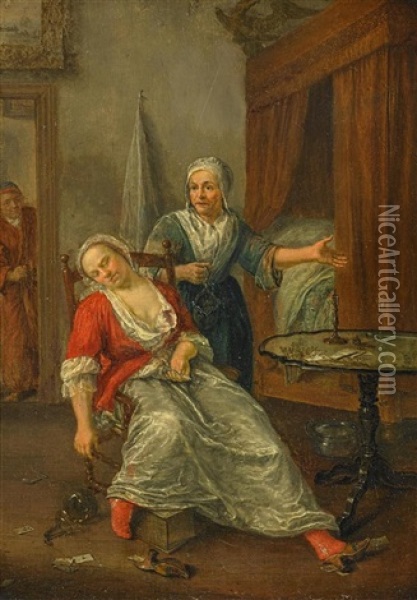 Die Betrunkene Dienerin Oil Painting - Jan Abel Wassenbergh