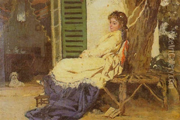 Jeune Femme Au Jardin Oil Painting - Jean Joseph Benjamin Constant