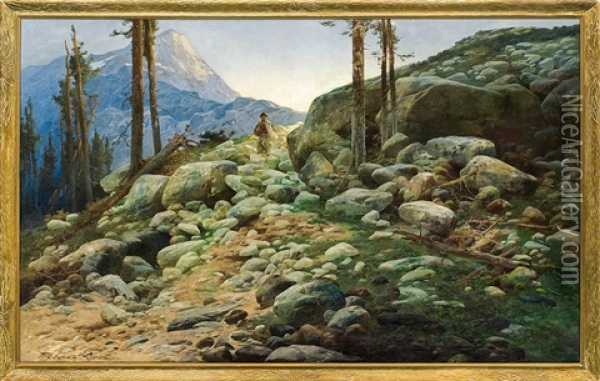 Tatra Mountains View Oil Painting - Tadesz Popiel