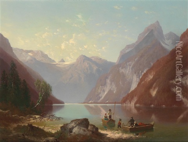 Scene At The Konigssee Oil Painting - Carl Hasch