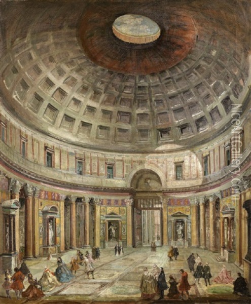 Interieur Des Pantheon In Rom Oil Painting - Giovanni Paolo Panini