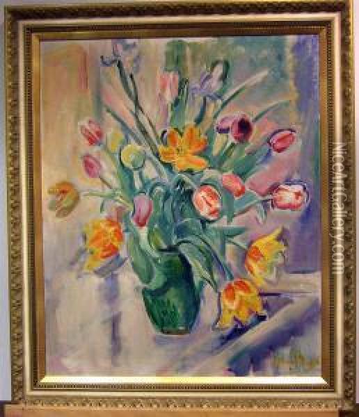 Blomsterstileben. Oil Painting - Svante Bergh