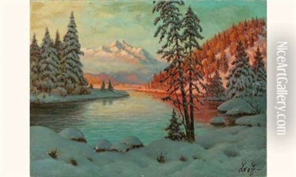 Lac Enneige Oil Painting - Piotr Livoff Ivanovitch