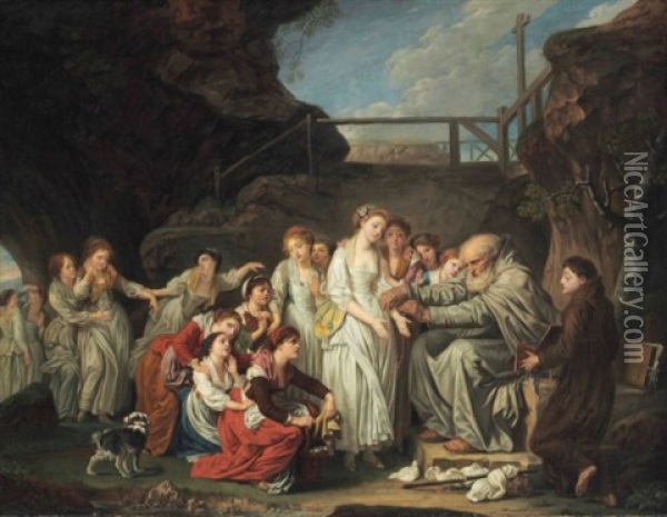 The Distributor Of Rosaries Oil Painting - Jean Baptiste Greuze