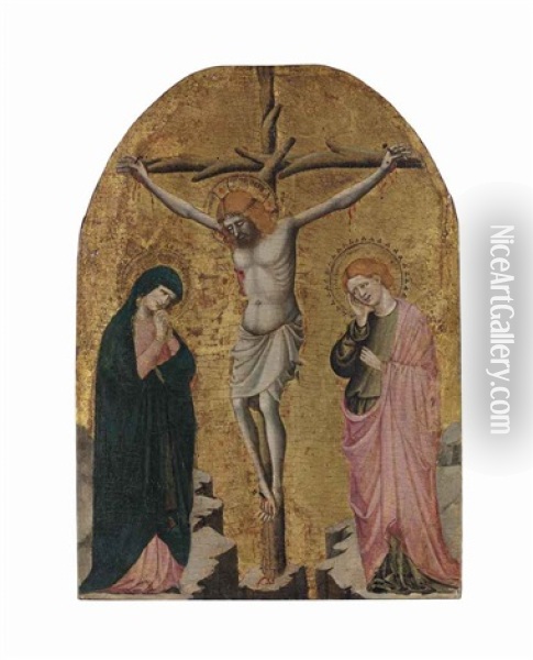 The Crucifixion With The Virgin And Saint John The Evangelist Oil Painting - Bitino da Faenza