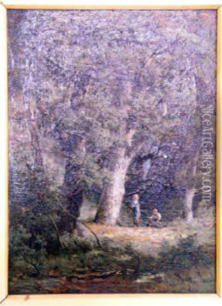 Children In Dark Wood Oil Painting - Jan Willem Van Borselen