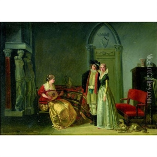 Serenade Aux Fiances Oil Painting - Jean-Baptiste Mallet