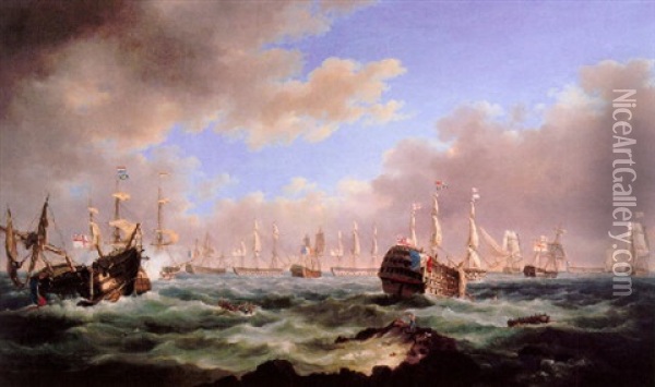 The Battle Of San Domingo Oil Painting - Thomas Lyde Hornbrook