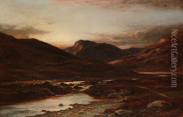 An Extensive Highland Landscape At Dusk Oil Painting - Allan Ramsay
