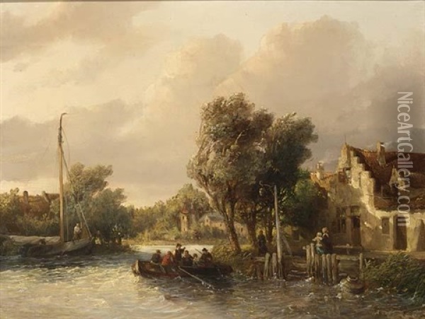 Waving The Villagers Goodbye Oil Painting - George Gillis van Haanen