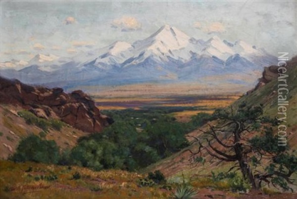 Mount Princeton As Seen From Mt. Antero Oil Painting - Charles Partridge Adams