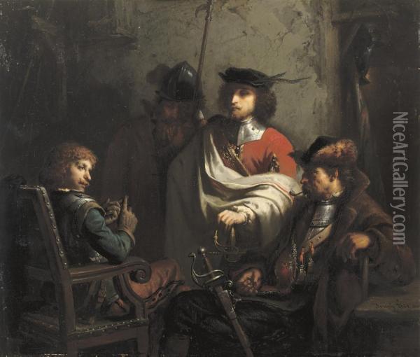 The Meeting Oil Painting - Jozeph Hendrik H. Lies