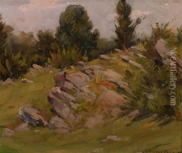 Rocky Hillside Oil Painting - Herbert Cyrus Farnum