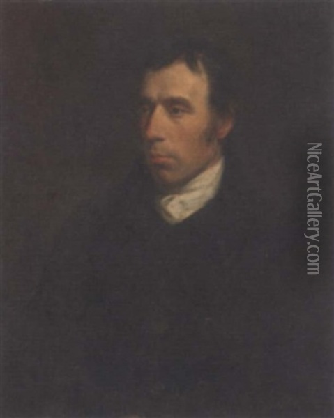 Portrait Of Sir J. Gay, Wearing A Black Jacket And White Cravat Oil Painting - John Opie