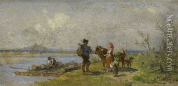 Treffen An Der Floslande Oil Painting - Julius Noerr