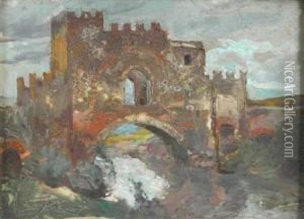 The Bridge Of Nomentano Near Rome Oil Painting - Charles Hodge Mackie