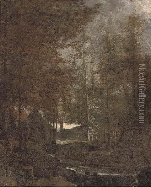 A Wooded Landscape With A Mill By A River Oil Painting - Allart Van Everdingen