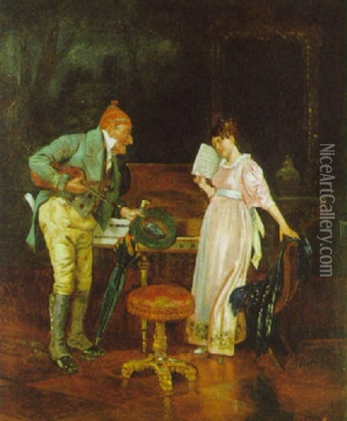 Galante Szene Oil Painting - Franz Von Persoglia