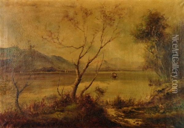 Paesaggio Lacustre Oil Painting - Anton Brioschi