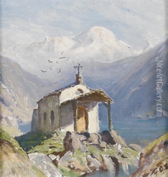 Kapelle Maria Zum Schnee Am Schwarzsee Oberhalb Zermatt Oil Painting - Albert Henri John Gos