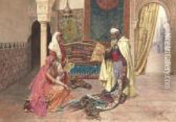 The Carpet Merchant Oil Painting - Giulio Rosati