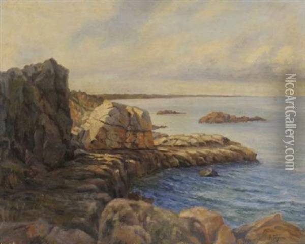 Rochers En Bord De Mer Oil Painting - Alexei Vasilievitch Hanzen