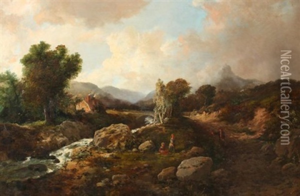 Picnic Along The River Bank Oil Painting - Edward H. Niemann