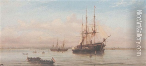 Troopships At Spithead Oil Painting - Isaac Walter Jenner