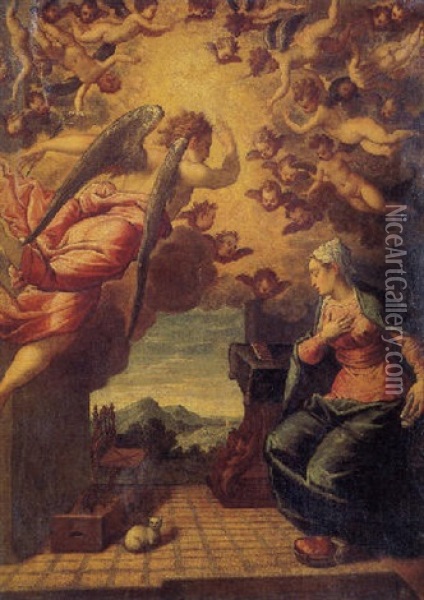 Annunciation Oil Painting -  Scarsellino