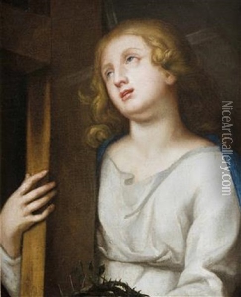 Die Hl. Magdalena Mit Kreuz Und Dornenkrone Oil Painting - Carlo Dolci