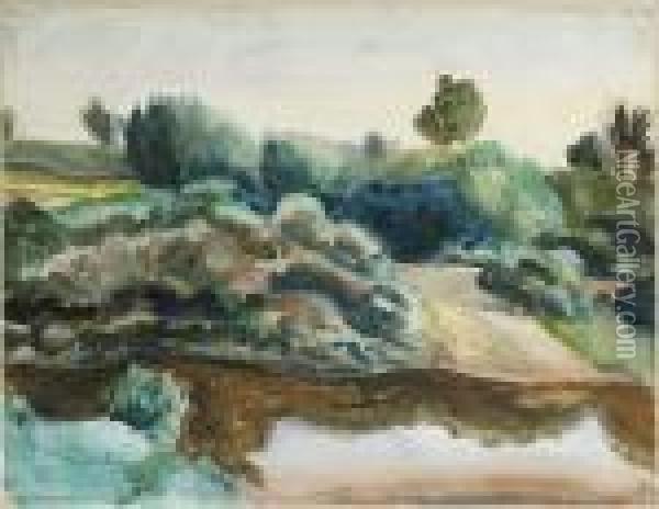 Landscape In Hampshire Oil Painting - Bernard Meninsky