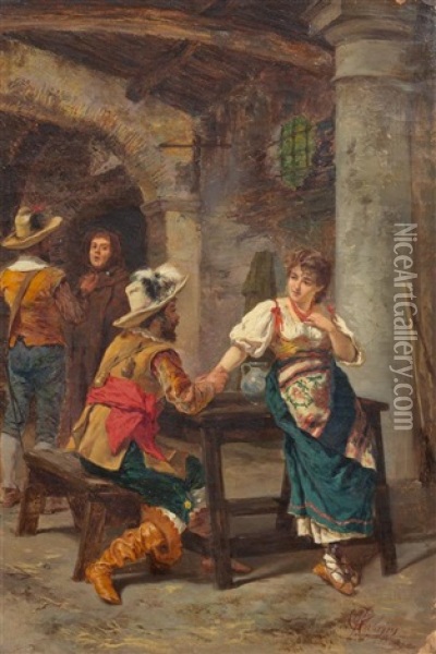 The Ardent Suitor Oil Painting - Pietro Gabrini