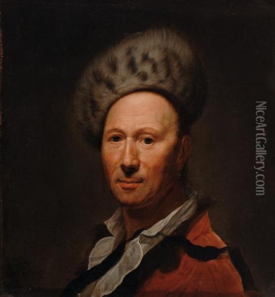 Portrait Of A Man Wearing Afur Hat Oil Painting - Christian Seybold