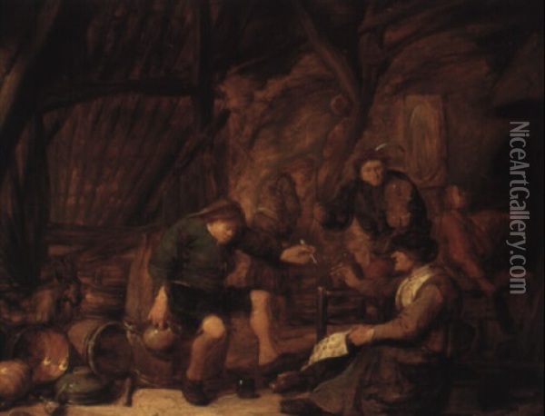 Peasants Carousing In A Tavern Oil Painting - Bartholomaeus (Barthel) Bruyn the Younger