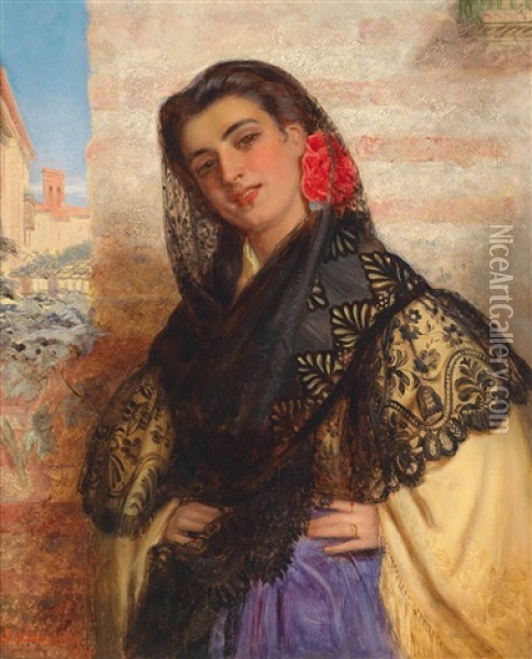 Spanische Schonheit Oil Painting - John Bagnold Burgess