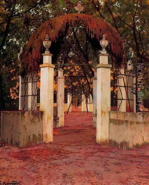 Glorieta Oil Painting - Santiago Rusinol i Prats