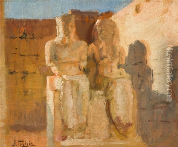 Dans Le Temple De Luxor Oil Painting - Herman Jean Joseph Richir