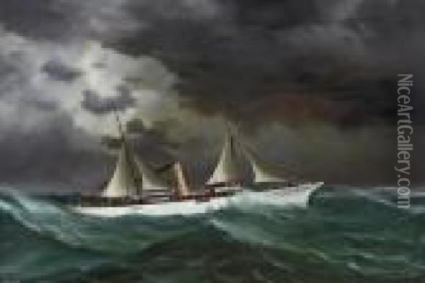 The Steam Yacht Oil Painting - Antonio de Simone